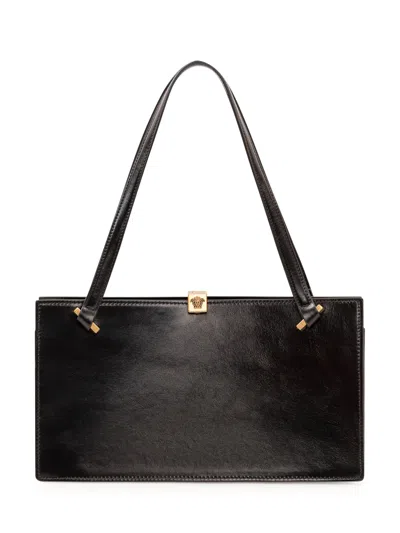 Versace Medium Tote Handbag In Black-gold82