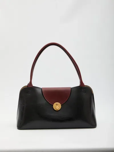 Versace Medium Vivian Leather Shoulder Bag In Black
