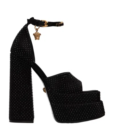 Versace Medus Aevitas Platform Sandals In Black