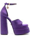 Versace Crystal-studded Platform Sandal In Purple
