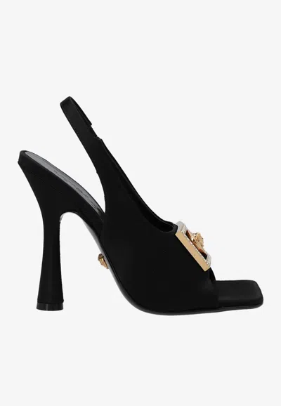 Versace Medusa 110 Slingback Sandals In Black