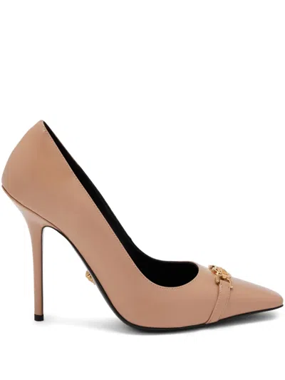 Versace Medusa '95 110mm Leather Pumps In Brown