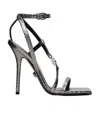 Versace Gunmetal Crystal Medusa '95 Heeled Sandals In Black