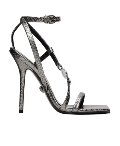 Versace Medusa '95 110mm Leather Sandals In Black