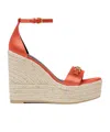 Versace Medusa Silk Ankle-strap Wedge Espadrilles In Nude