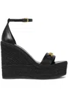 Versace Black Wedges With High Heel And Medusa Detail On The Front In Leather Woman In Black