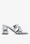 Versace Medusa '95 70 Metallic Leather Mules In Silver