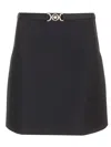 Versace Medusa-belt Double Wool Crepe Stretch Mini Skirt In Black