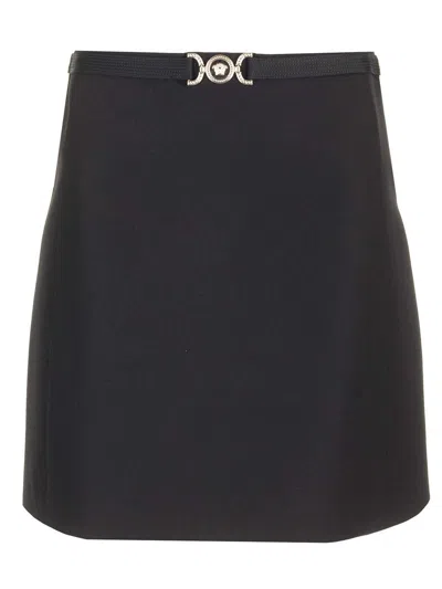 Versace Medusa 95 A-line Mini Skirt In Black