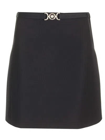Versace Medusa 95 A-line Mini Skirt In Black  