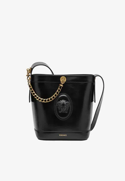 Versace Medusa 95 Bucket Bag In Smooth Leather In Black