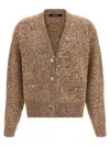 Versace Dual-tone Wool Blend Cardigan In Brown