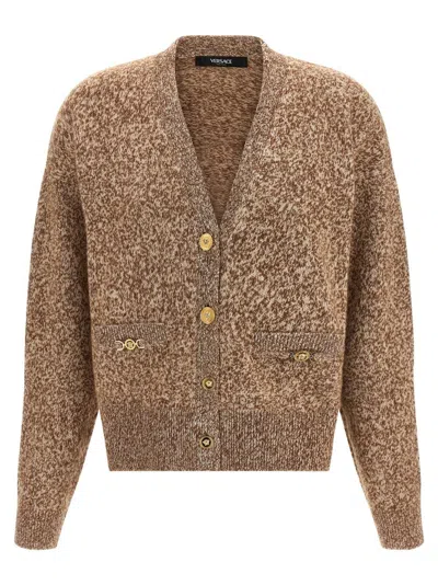 Versace 'medusa '95' Button Cardigan In Brown
