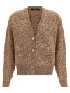 Versace Dual-tone Wool Blend Cardigan In Brown