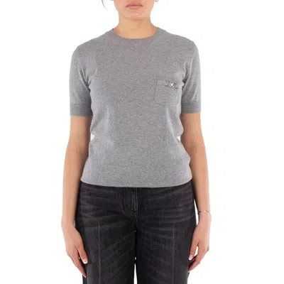 Versace Medusa 95 Cashmere-blend Knit T-shirt In Gray