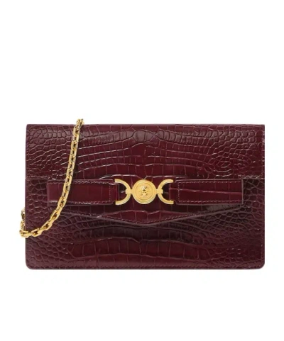 Versace Medusa '95 Chain-linked Clutch Bag In Burgundy