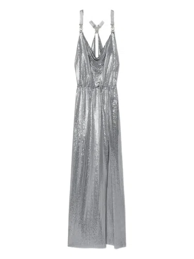 Versace Medusa '95 Chainmail Maxi Dress In Silver