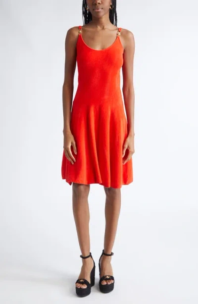 Versace Medusa '95 Chenille Fit & Flare Dress In Red