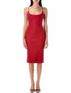 Versace Leather Corset Long Dress In Red