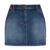 Versace Cotton Denim High Waist Mini Skirt In Blue