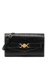 Versace Medusa Mini Croc-embossed Leather Shoulder Bag In Black