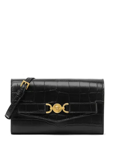 Versace Medusa '95 Croc-effect Cross Body Bag In Black
