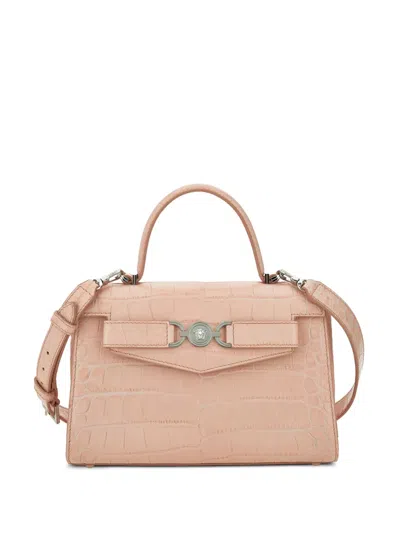 Versace Medium Crocodile-effect Mini Bag In Pink