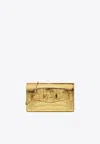 Versace Medusa 95 Croc-embossed Leather Chain Clutch In Gold