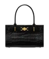 Versace Medusa 95 Medium Croc-embossed Tote Bag In Black
