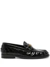 Versace Womens Black Medusa Croc-embossed Leather Loafers In Black