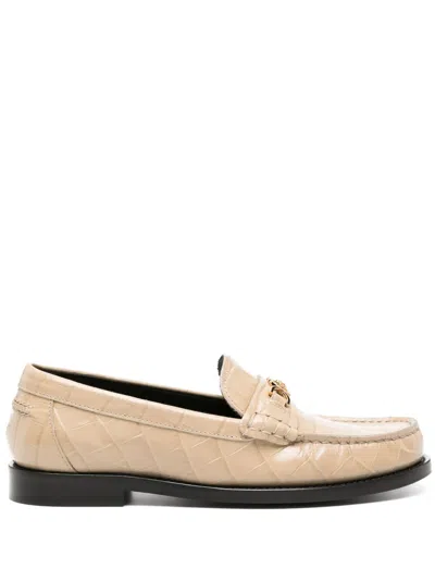 Versace Beige Croc-effect Medusa '95 Loafers