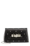 Versace Medusa 95 Crystal Embellished Satin Envelope Clutch In Black Palladium