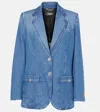 Versace Blue Oversized Tailored Denim Blazer In Blue