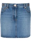 Versace Mid-rise Denim Miniskirt In Blue