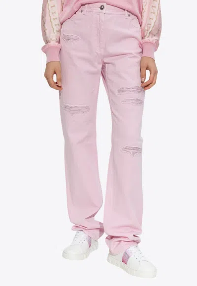 Versace Jean Boyfriend Medusa '95 Maille Métallisée In Pink