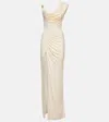 Versace Medusa '95 Draped Crêpe Gown In Ivory