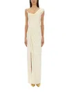 Versace Knee Length Dress Asymmetric Design In Ivory