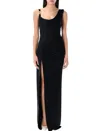 Versace Medusa Draped Maxi Dress In Black