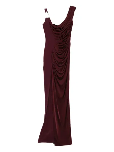 Versace Medusa '95 Draped Gown In Burgundy