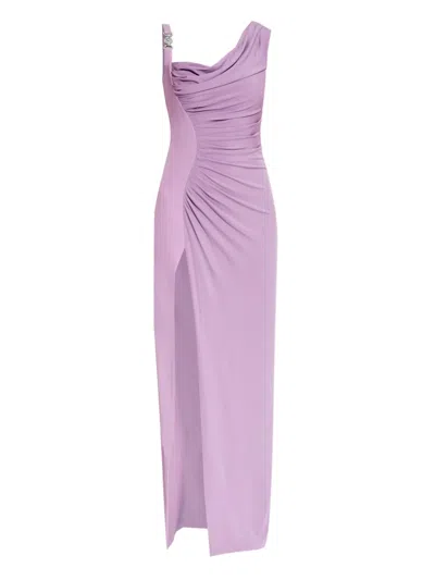 Versace Stretch Crepe Jersey Gown In Dusty Lavender