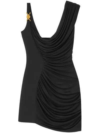 Versace Viscose Draped Dress In Black