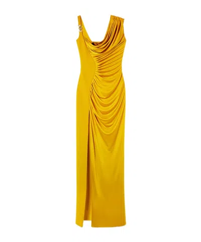 VERSACE VERSACE MEDUSA '95 DRAPED SATIN GOWN
