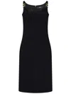 Versace Square-neck Sleeveless Responsible Techno Cady Stretch Sheath Dress In Black