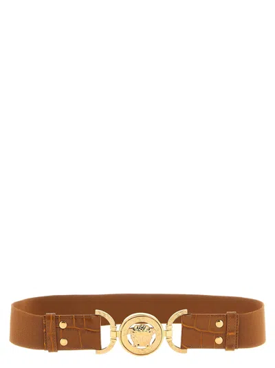 Versace Medusa 95 Elastic Belt In Brown