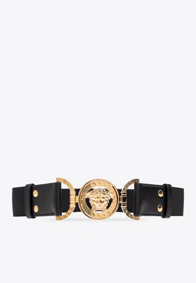 Versace Medusa '95 Elasticized Wide Belt In Black