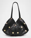 Versace Medusa 95 Embellished Leather Shoulder Bag In Black