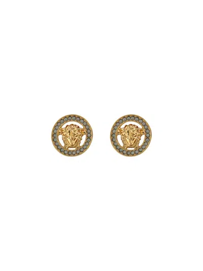 Versace Medusa '95 Embellished Polished Finish Earrings In Gold