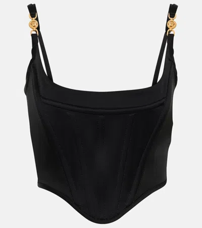 Versace Medusa Corset Top In Satin In Black