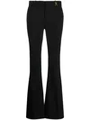 Versace Black Flared Tailored Low Waisted Pants In Stretch Wool Woman In Black