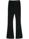 Versace Black Flared Tailored Low Waisted Pants In Stretch Wool Woman In Black